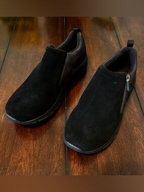 Lands' End Women's Suede all-weather slip-on comfort shoes, side zip close 8